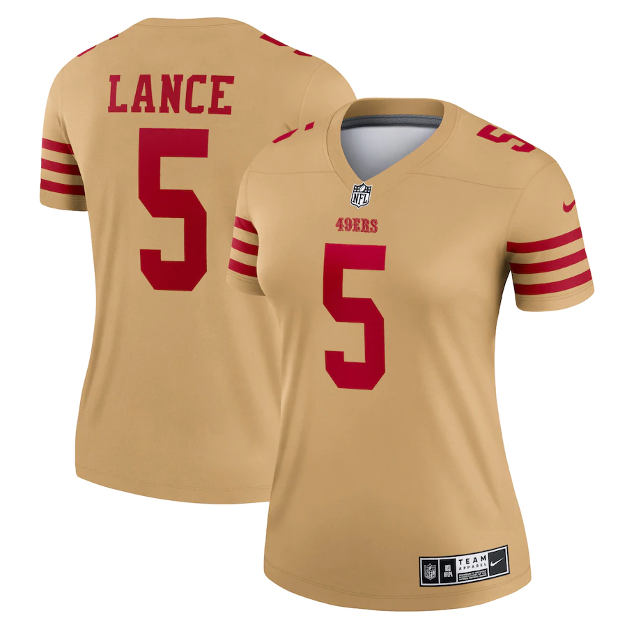 Women's San Francisco 49ers Trey Lance Nike Gold Team Inverted Legend ...
